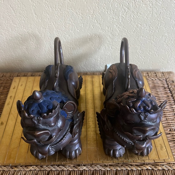 Bronze 18th century foo dogs the Paul lapis - Picture 12 of 16